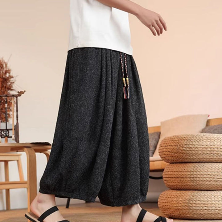 Buddha Stones Letnie Postacie Haft Ściągacz Męskie Spodnie Harem Do Kostki Z Kieszeniami - image 18