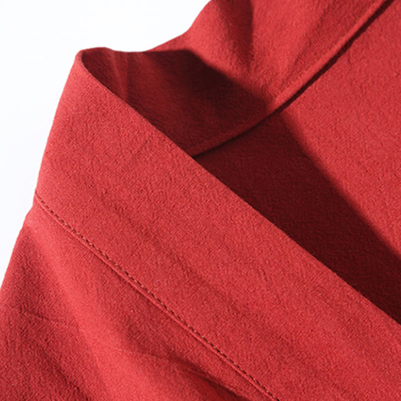 Kamienie Buddha Stones Haftowane Latające Białe Żurawie Bawełniana Lniana Kurtka Męska Kimono Otwarty Przód - image 6