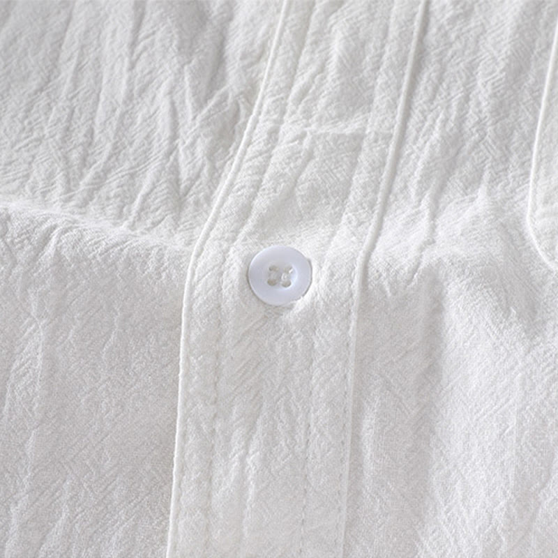 Koszula męska z krótkim rękawem i bawełną z lnu Buddha Stones Summer Solid Guziki - image 10