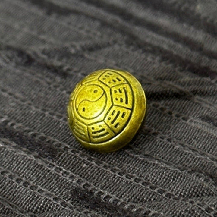 Koszula męska z bawełny i lnu z krótkim rękawem i letnim patchworkowym wzorem w Buddha Stones - image 9