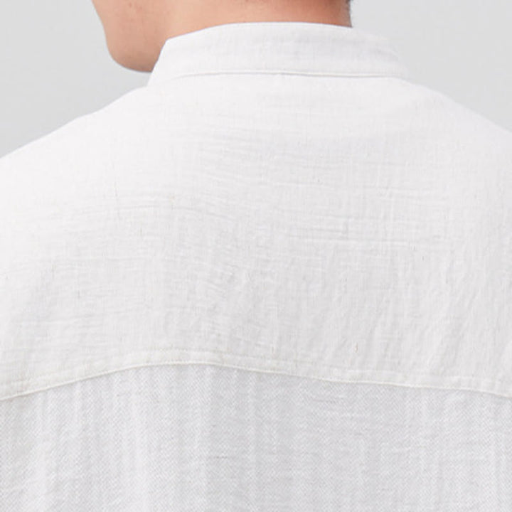 Koszula męska z krótkim rękawem Buddha Stones Summer Plain Half Buttons Design - image 4