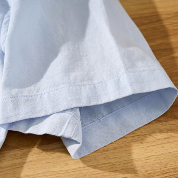 Koszula męska z krótkim rękawem i półguzikiem z bawełny Buddha Stones Summer Solid - image 5