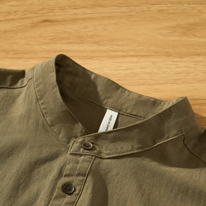 Koszula męska z krótkim rękawem i półguzikiem z bawełny Buddha Stones Summer Solid - image 28