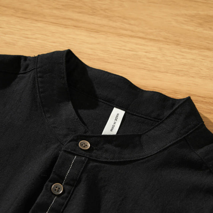 Koszula męska z krótkim rękawem i półguzikiem z bawełny Buddha Stones Summer Solid - image 11