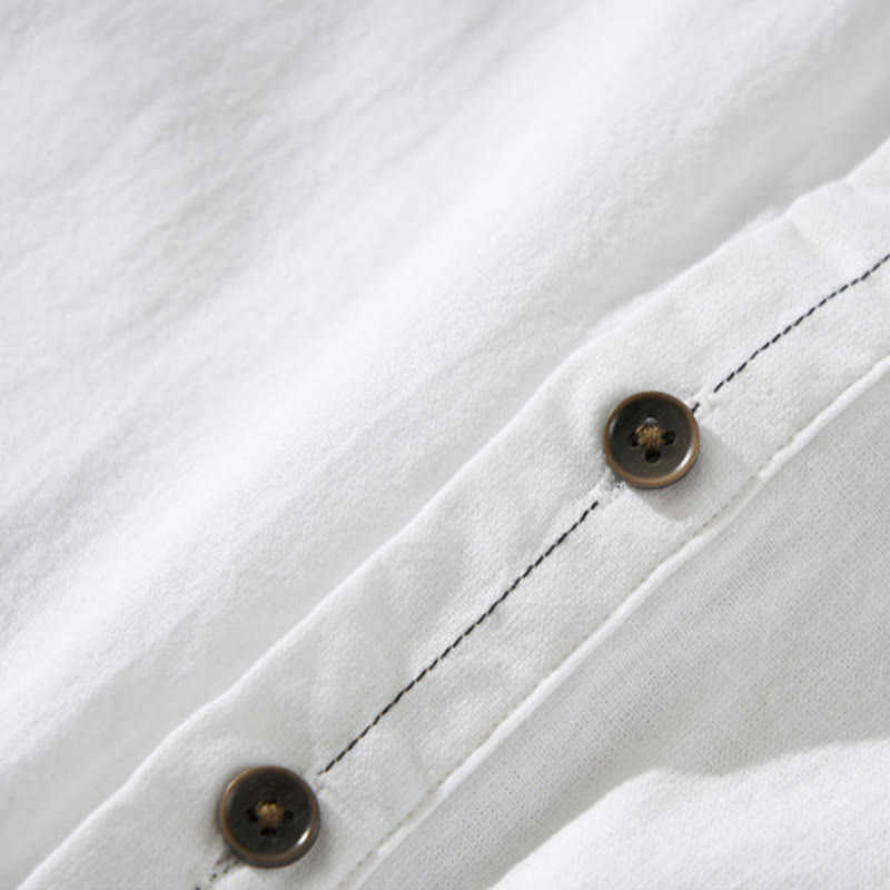 Koszula męska z krótkim rękawem i półguzikiem z bawełny Buddha Stones Summer Solid - image 19