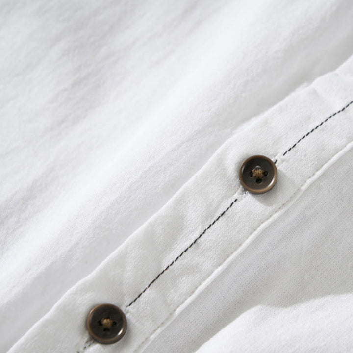 Koszula męska z krótkim rękawem i półguzikiem z bawełny Buddha Stones Summer Solid - image 19