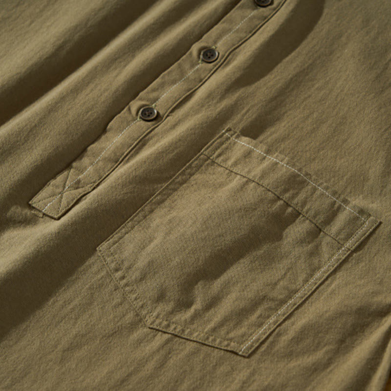 Koszula męska z krótkim rękawem i półguzikiem z bawełny Buddha Stones Summer Solid - image 31