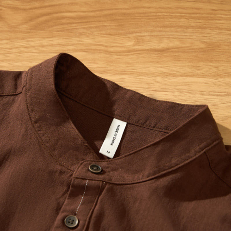 Koszula męska z krótkim rękawem i półguzikiem z bawełny Buddha Stones Summer Solid - image 22