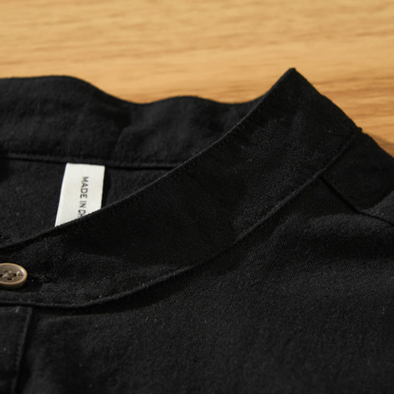 Koszula męska z krótkim rękawem i półguzikiem z bawełny Buddha Stones Summer Solid - image 14