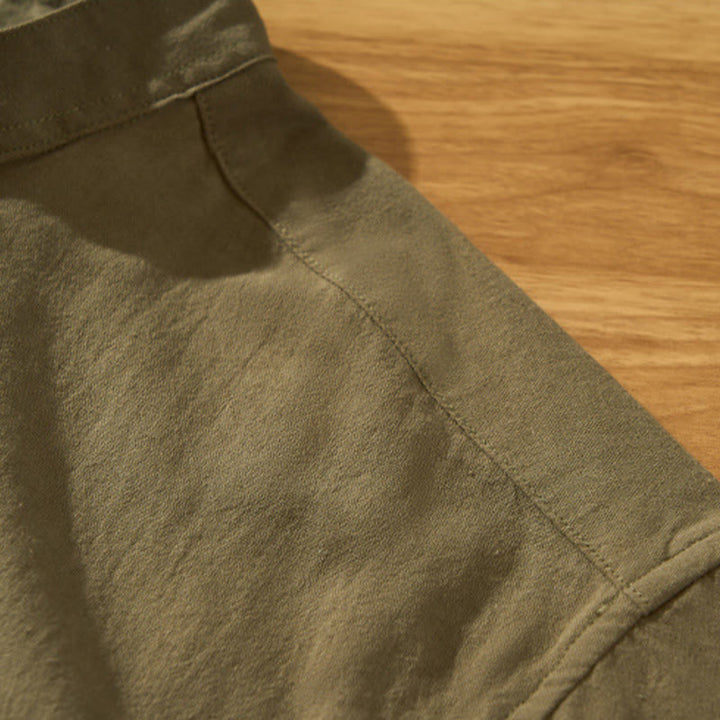 Koszula męska z krótkim rękawem i półguzikiem z bawełny Buddha Stones Summer Solid - image 30