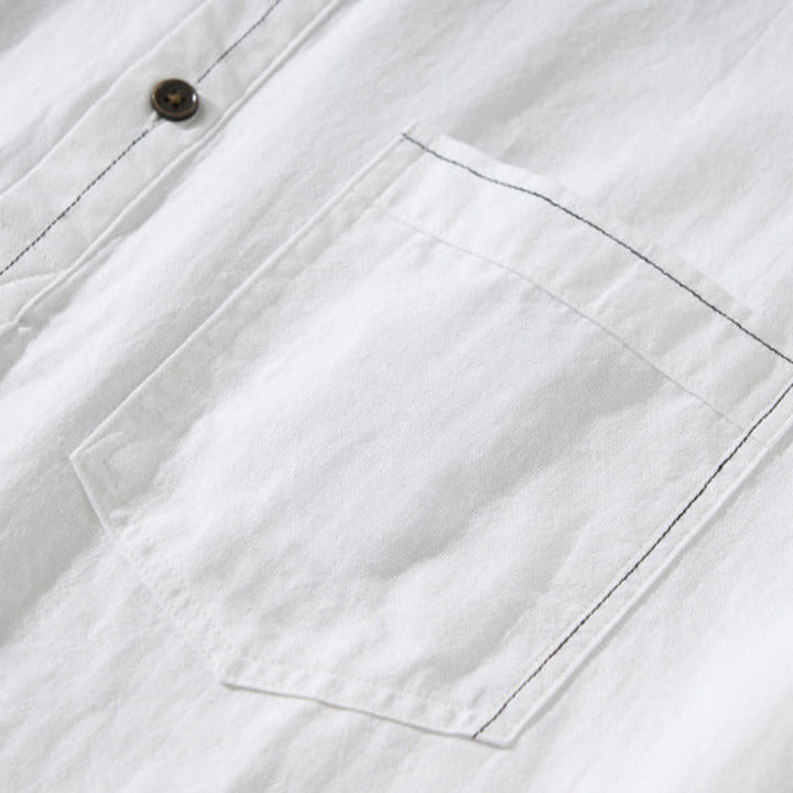 Koszula męska z krótkim rękawem i półguzikiem z bawełny Buddha Stones Summer Solid - image 20