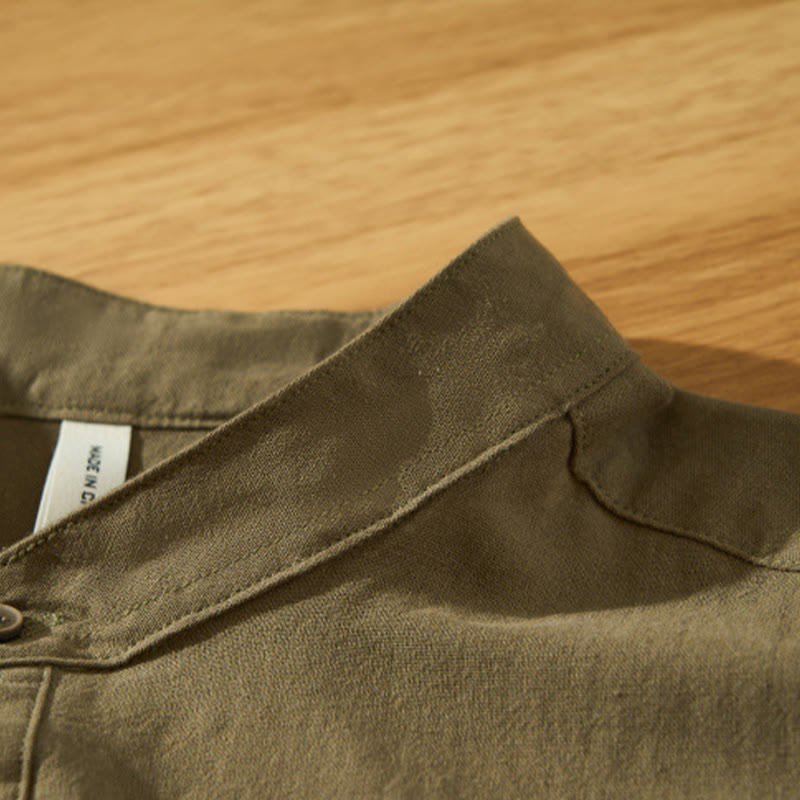 Koszula męska z krótkim rękawem i półguzikiem z bawełny Buddha Stones Summer Solid - image 32