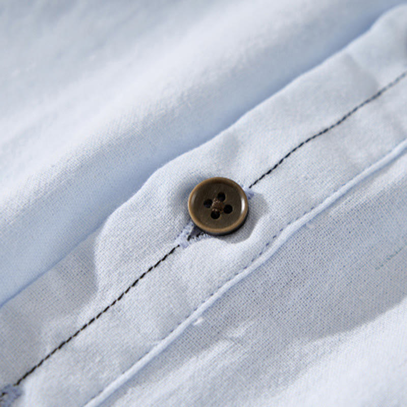 Koszula męska z krótkim rękawem i półguzikiem z bawełny Buddha Stones Summer Solid - image 6