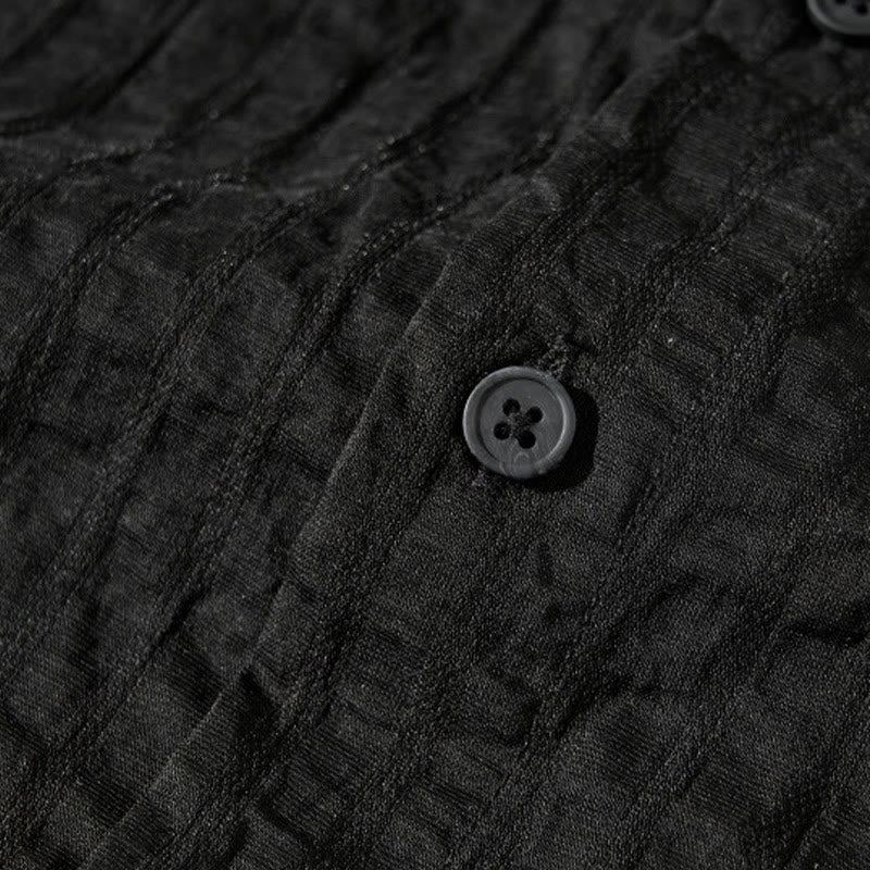 Koszula męska z krótkim rękawem Tencel z guzikami i solidnym oddychającym materiałem Buddha Stones Summer - image 23