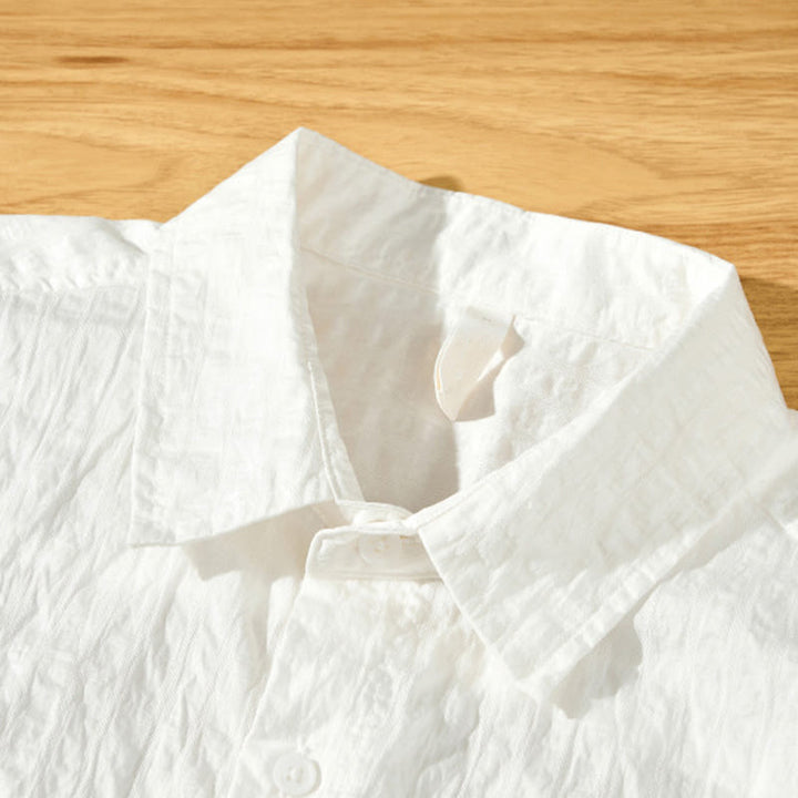 Koszula męska z krótkim rękawem Tencel z guzikami i solidnym oddychającym materiałem Buddha Stones Summer - image 14