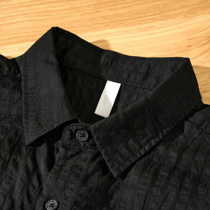 Koszula męska z krótkim rękawem Tencel z guzikami i solidnym oddychającym materiałem Buddha Stones Summer - image 21