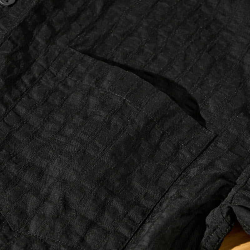 Koszula męska z krótkim rękawem Tencel z guzikami i solidnym oddychającym materiałem Buddha Stones Summer - image 26