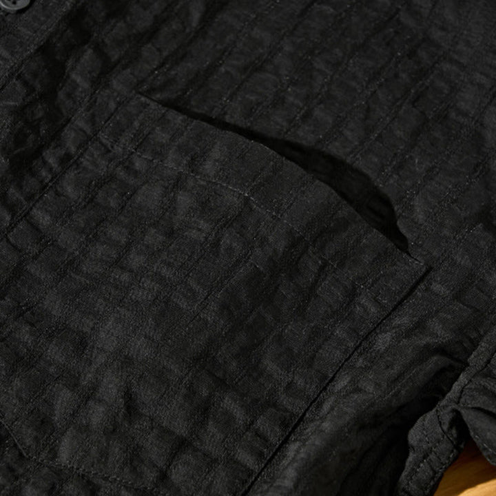 Koszula męska z krótkim rękawem Tencel z guzikami i solidnym oddychającym materiałem Buddha Stones Summer - image 26