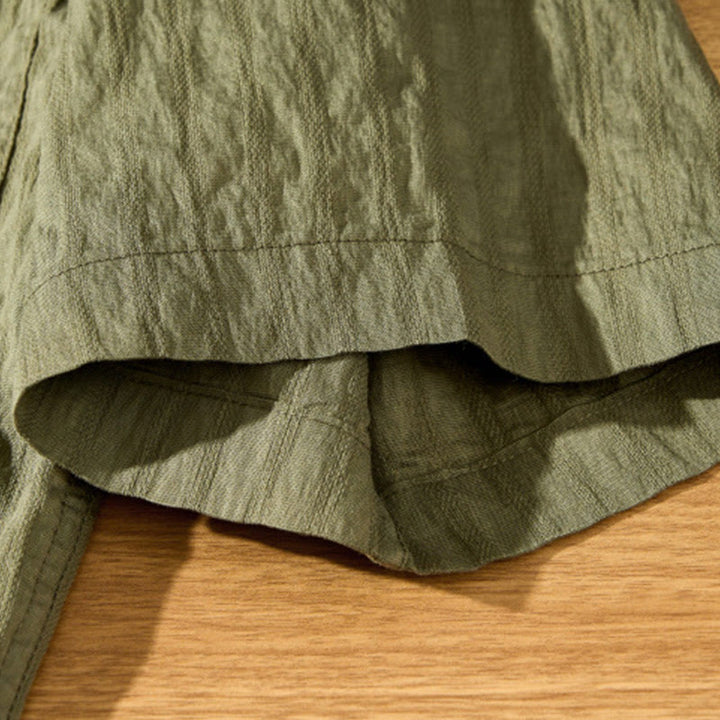 Koszula męska z krótkim rękawem Tencel z guzikami i solidnym oddychającym materiałem Buddha Stones Summer - image 9