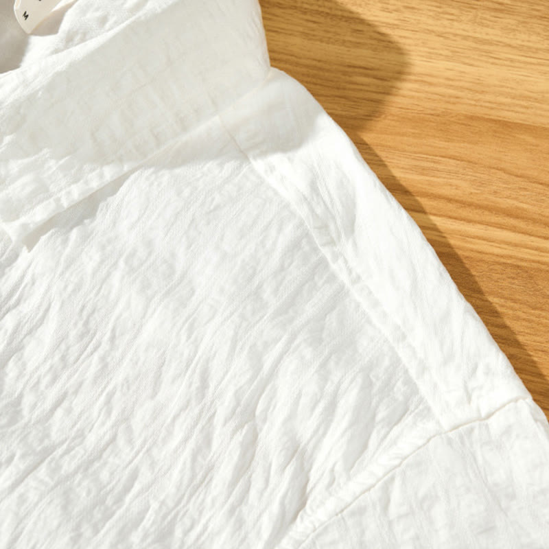 Koszula męska z krótkim rękawem Tencel z guzikami i solidnym oddychającym materiałem Buddha Stones Summer - image 16