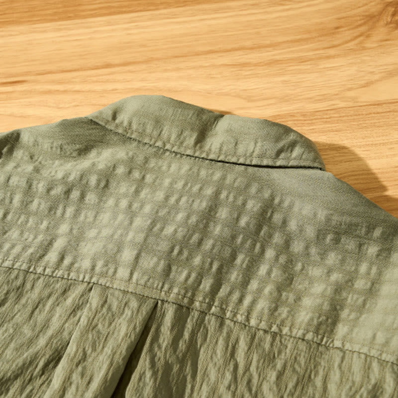 Koszula męska z krótkim rękawem Tencel z guzikami i solidnym oddychającym materiałem Buddha Stones Summer - image 6