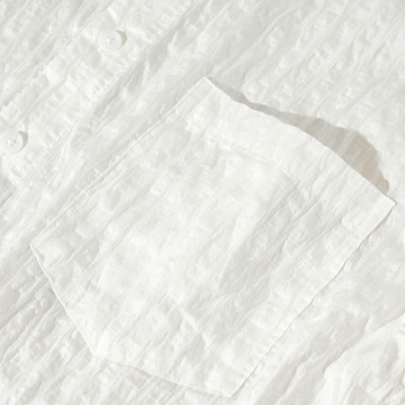 Koszula męska z krótkim rękawem Tencel z guzikami i solidnym oddychającym materiałem Buddha Stones Summer - image 18