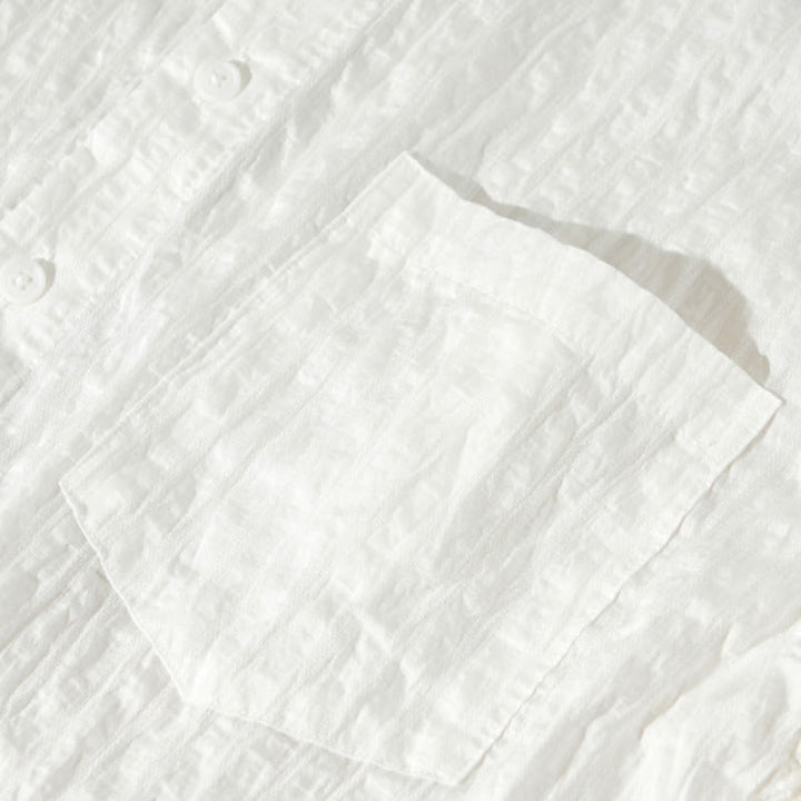 Koszula męska z krótkim rękawem Tencel z guzikami i solidnym oddychającym materiałem Buddha Stones Summer - image 18