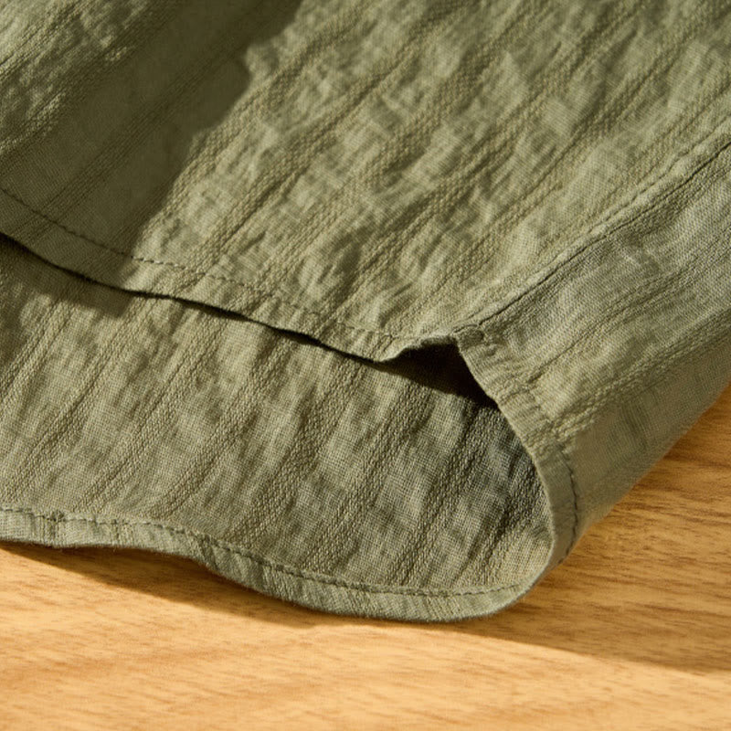 Koszula męska z krótkim rękawem Tencel z guzikami i solidnym oddychającym materiałem Buddha Stones Summer - image 10