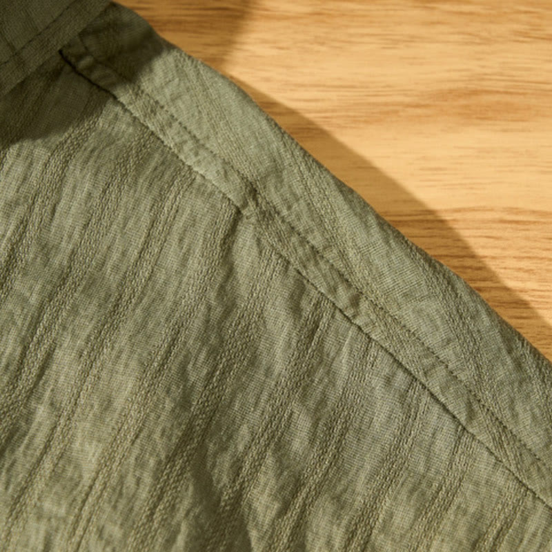 Koszula męska z krótkim rękawem Tencel z guzikami i solidnym oddychającym materiałem Buddha Stones Summer - image 7