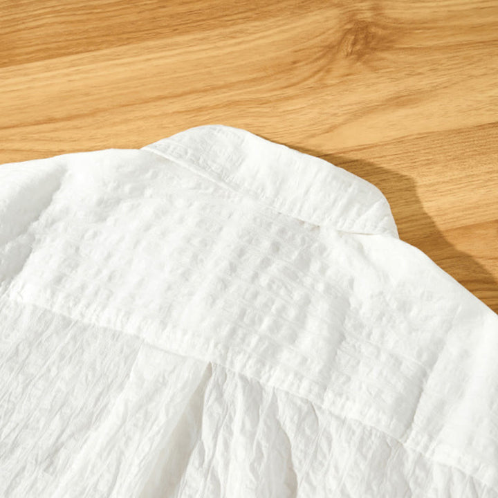 Koszula męska z krótkim rękawem Tencel z guzikami i solidnym oddychającym materiałem Buddha Stones Summer - image 15