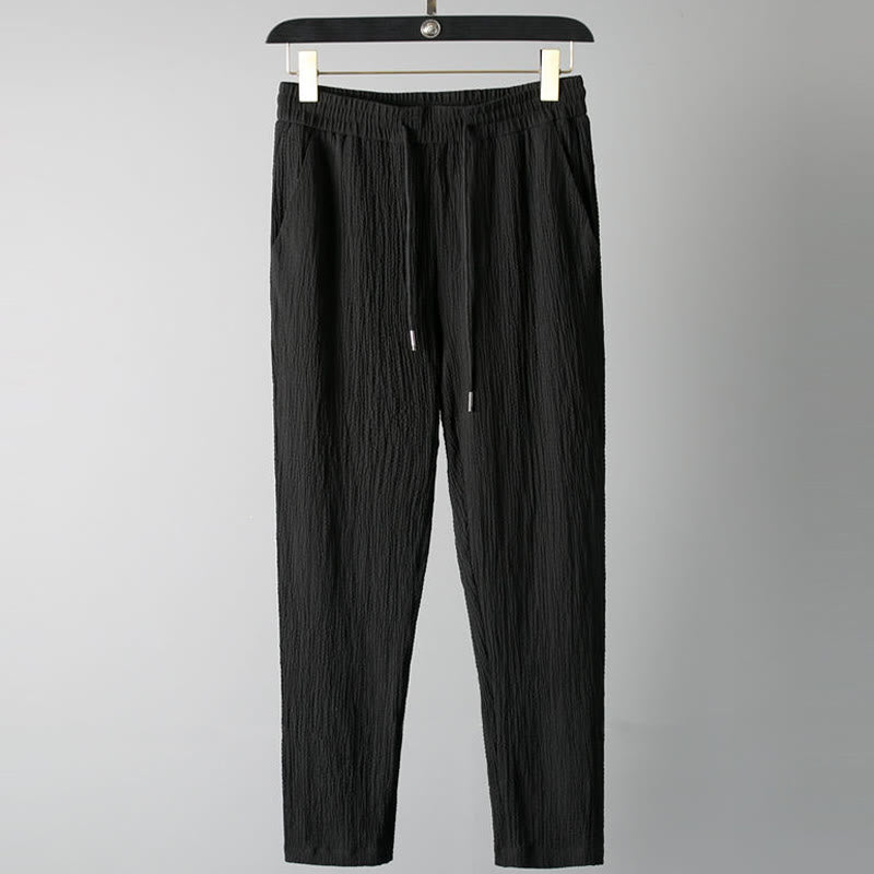 Buddha Stones 2 szt. Jednolity kolor, marszczenie, dekolt w serek, krótki rękaw, koszulka, spodnie, odzież męska - image 2