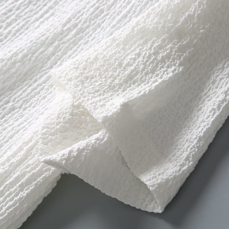 Buddha Stones 2 szt. Jednolity kolor, marszczenie, dekolt w serek, krótki rękaw, koszulka, spodnie, odzież męska - image 14