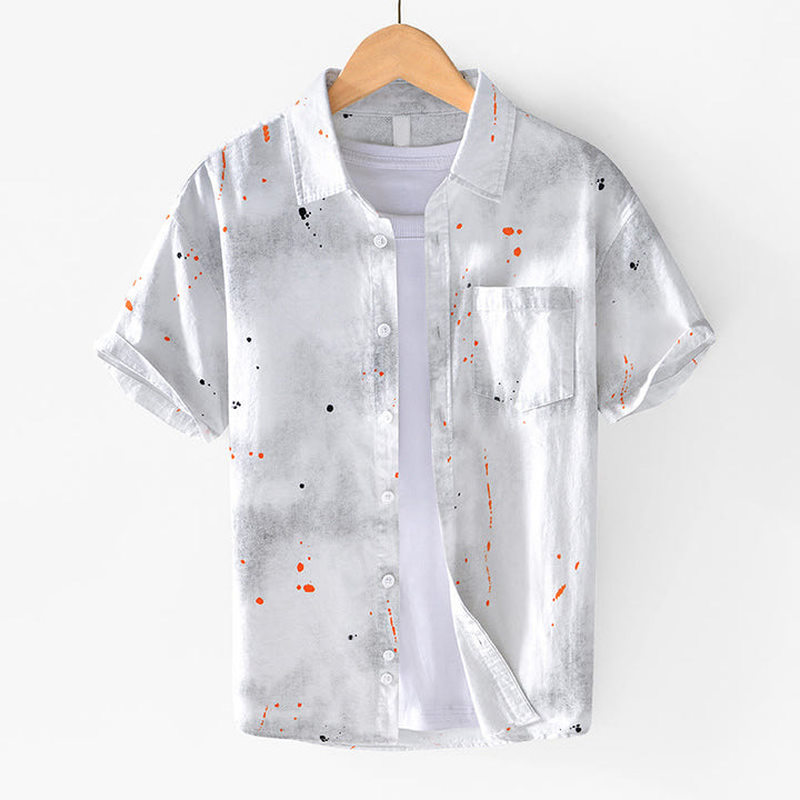 Koszula męska z krótkim rękawem z bawełny z nadrukiem Buddha Stones Summer Ink Splashing Color - Biały - US/UK/AU40, EU50 (2XL) - image 10