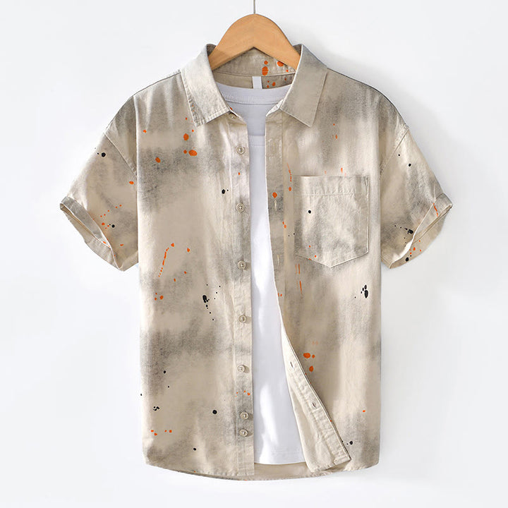 Koszula męska z krótkim rękawem z bawełny z nadrukiem Buddha Stones Summer Ink Splashing Color - Bielizna - US/UK/AU40, EU50 (2XL) - image 0