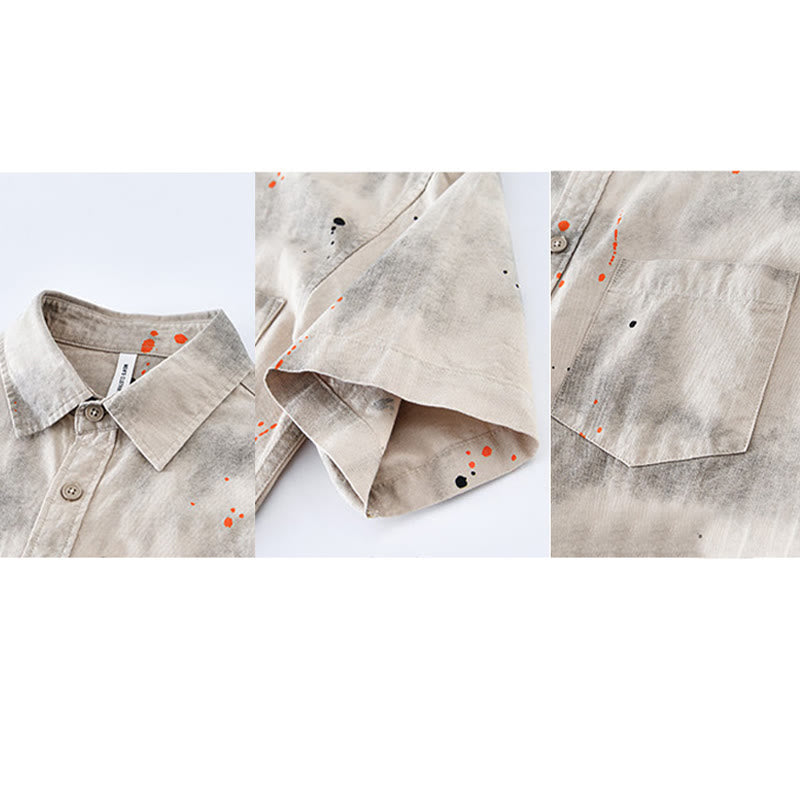 Koszula męska z krótkim rękawem z bawełny z nadrukiem Buddha Stones Summer Ink Splashing Color - image 9