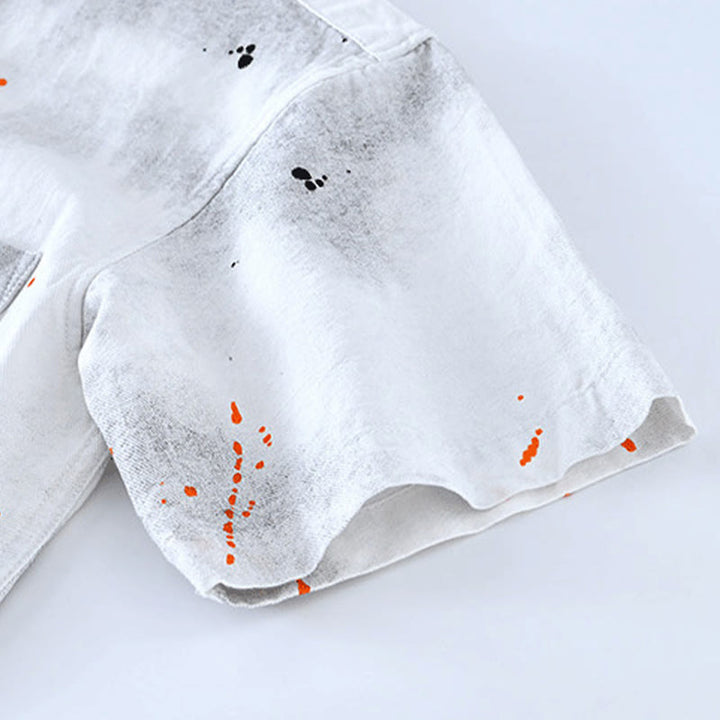 Koszula męska z krótkim rękawem z bawełny z nadrukiem Buddha Stones Summer Ink Splashing Color - image 15