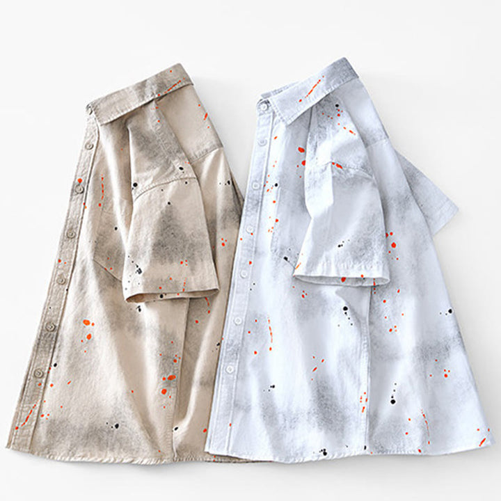 Koszula męska z krótkim rękawem z bawełny z nadrukiem Buddha Stones Summer Ink Splashing Color - image 19