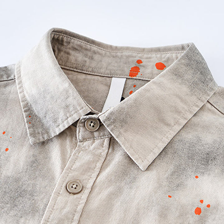 Koszula męska z krótkim rękawem z bawełny z nadrukiem Buddha Stones Summer Ink Splashing Color - image 2