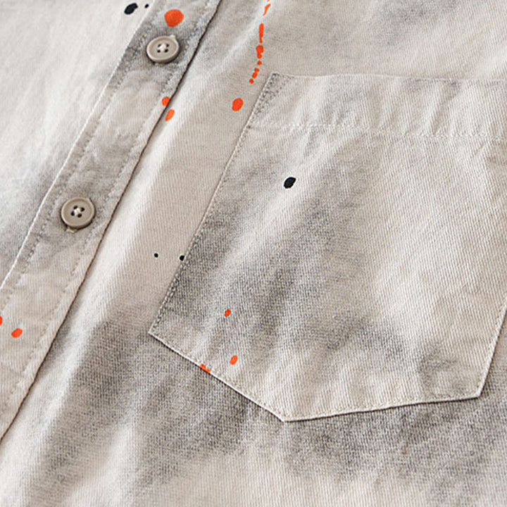 Koszula męska z krótkim rękawem z bawełny z nadrukiem Buddha Stones Summer Ink Splashing Color - image 4