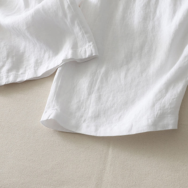 Buddha Stones Letnie Codzienne Jednokolorowe Elastyczne Spodnie Damskie Szerokie Nogawki Spodnie Z Lnianej Bawełny Z Kieszeniami - image 20