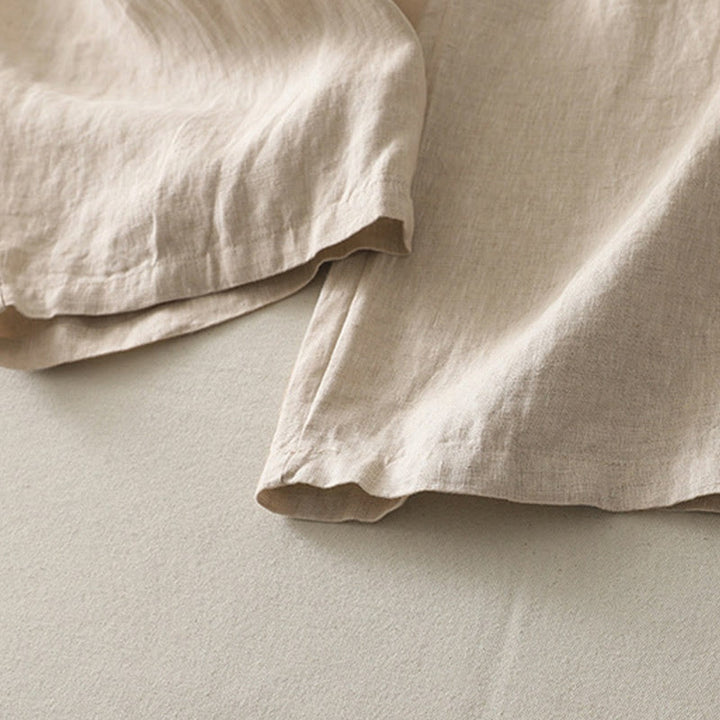 Buddha Stones Letnie Codzienne Jednokolorowe Elastyczne Spodnie Damskie Szerokie Nogawki Spodnie Z Lnianej Bawełny Z Kieszeniami - image 3