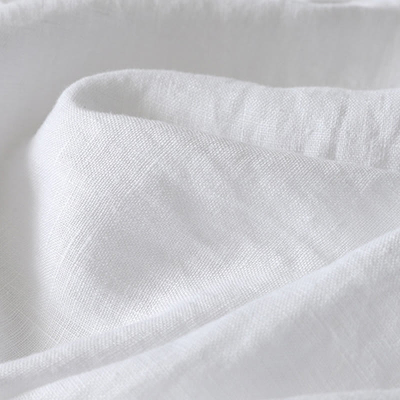 Buddha Stones Letnie Codzienne Jednokolorowe Elastyczne Spodnie Damskie Szerokie Nogawki Spodnie Z Lnianej Bawełny Z Kieszeniami - image 18