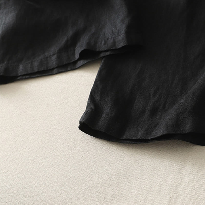 Buddha Stones Letnie Codzienne Jednokolorowe Elastyczne Spodnie Damskie Szerokie Nogawki Spodnie Z Lnianej Bawełny Z Kieszeniami - image 25