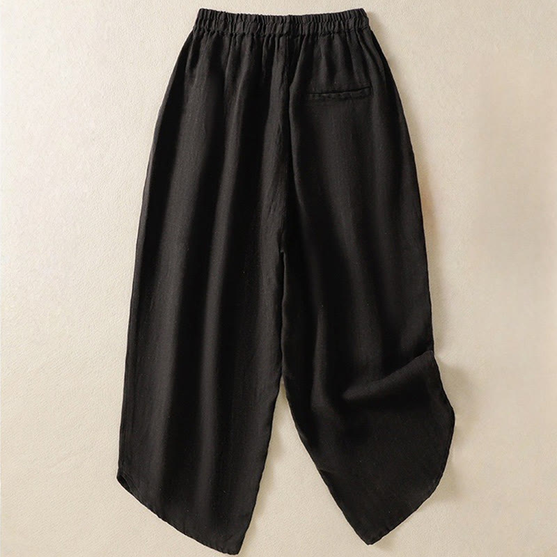 Spodnie damskie z bawełny Buddha Stones Casual Plain Drawstring Design o długości 7-8 z kieszeniami - image 13