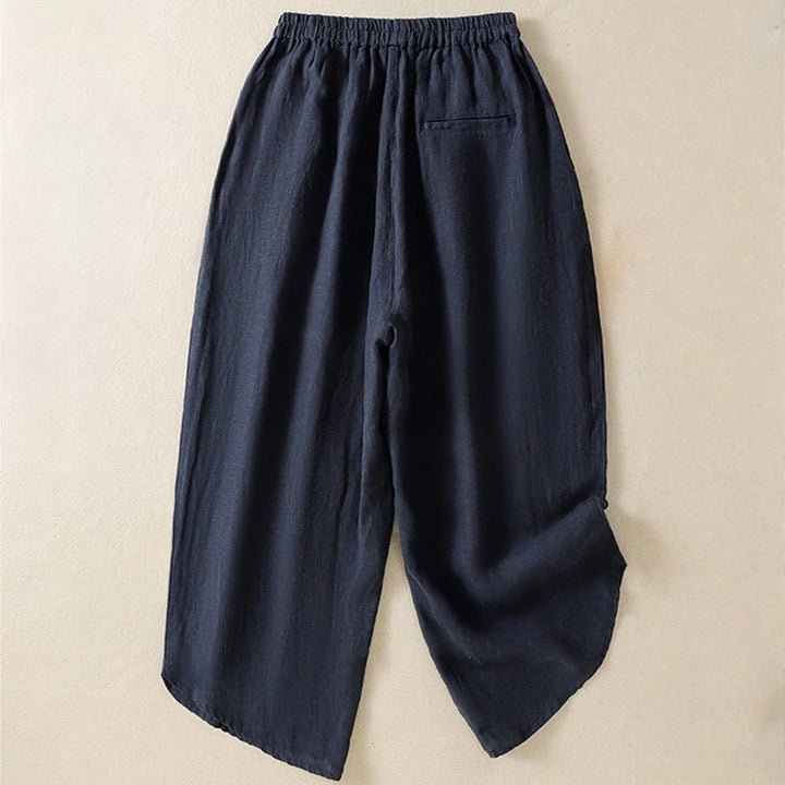 Spodnie damskie z bawełny Buddha Stones Casual Plain Drawstring Design o długości 7-8 z kieszeniami - image 1