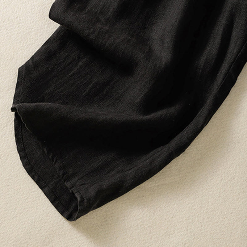Spodnie damskie z bawełny Buddha Stones Casual Plain Drawstring Design o długości 7-8 z kieszeniami - image 19