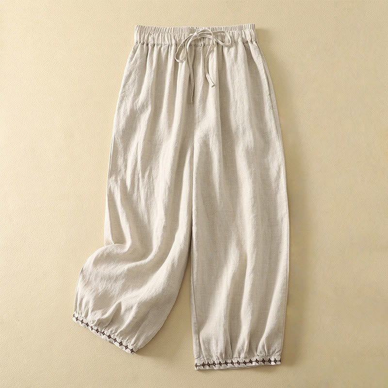 Spodnie damskie w stylu casual retro ze ściągaczem i kieszeniami, długość 7-8, z Buddha Stones - Bielizna - US8-10，UK/AU12-14，EU40-42 (2XL) - image 0