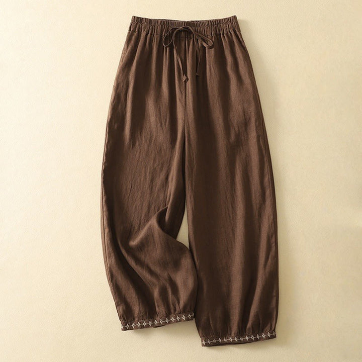 Spodnie damskie w stylu casual retro ze ściągaczem i kieszeniami, długość 7-8, z Buddha Stones - SaddleBrown - US8-10，UK/AU12-14，EU40-42 (2XL) - image 13