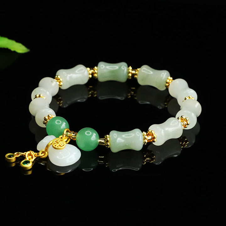 Buddha Stones Naturalny Tianshan Jade Fu Charakter Wzór Worek Pieniędzy Bransoletka Dobrobytu