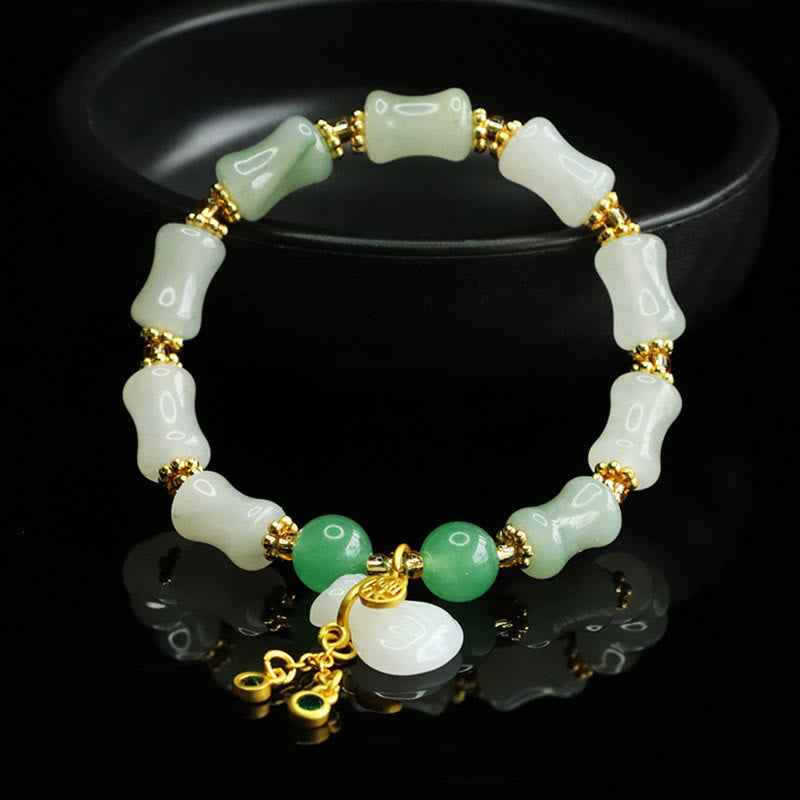 Buddha Stones Naturalny Tianshan Jade Fu Charakter Wzór Worek Pieniędzy Bransoletka Dobrobytu